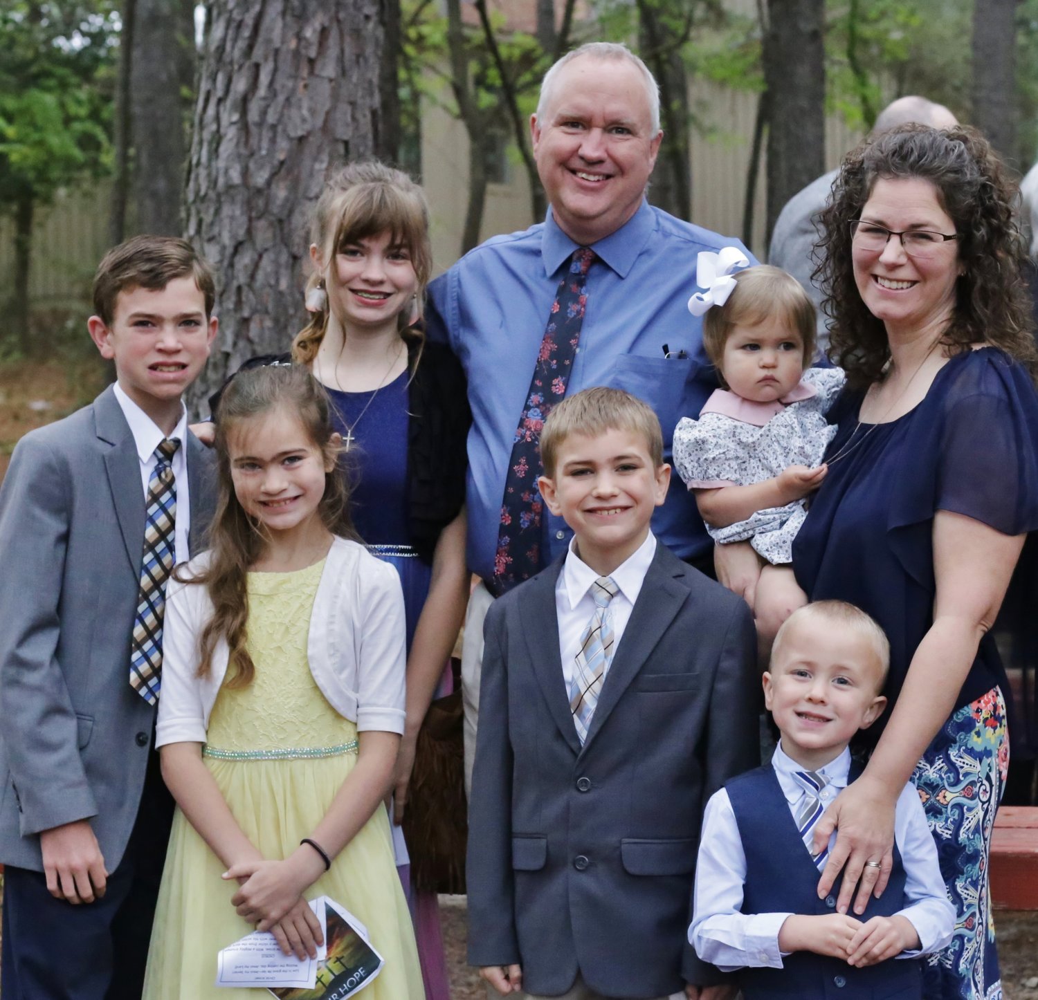 The Overby family: Caleb, Zoe, Savannah, Chris, Joseph, Rosalie, Malachi and Catherine attended the service.
